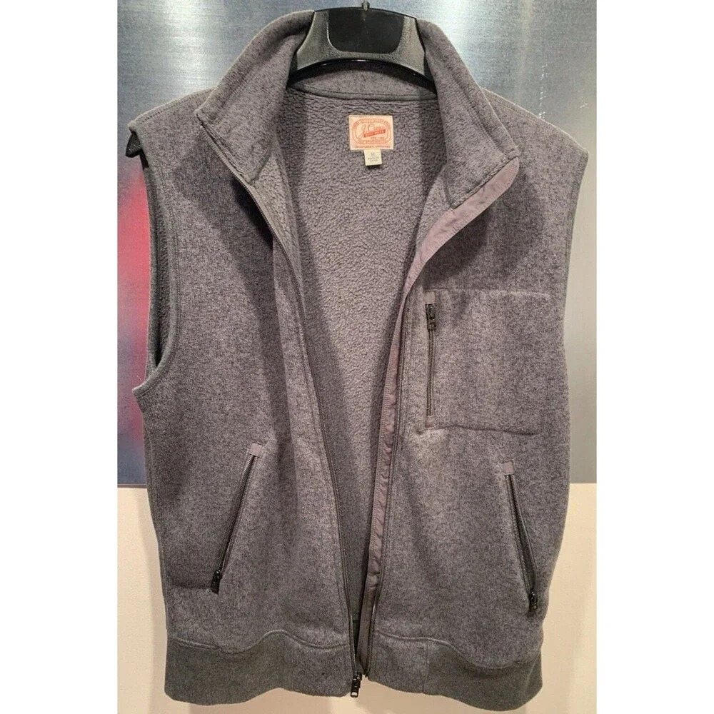Vest Full Zip Pockets Summit Grey Fleece J.Crew Knit Wear Mens MED  VGUC